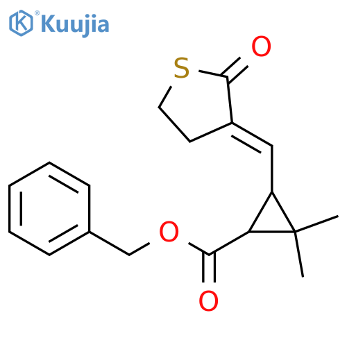 3-[[(3E)-2-Oxothiolan-3-ylidene]methyl]-2,2-dimethylcyclopropanecarboxylic acid benzyl ester structure