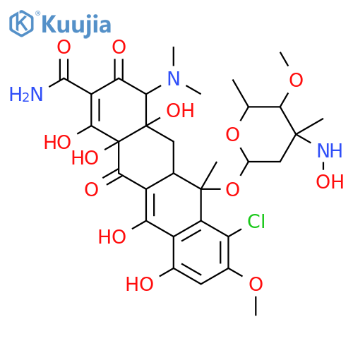 2-Naphthacenecarboxamide,7-chloro-4-(dimethylamino)-1,4,4a,5,5a,6,11,12a-octahydro-3,4a,10,12,12a-pentahydroxy-8-methoxy-6-methyl-1,11-dioxo-6-[[2,3,6-trideoxy-3-(hydroxyamino)-3-C-methyl-4-O-methyl-a-L-arabino-hexopyranosyl]oxy]-,[4R-(4a,4aa,5aa,6a,12aa)]- (9CI) structure