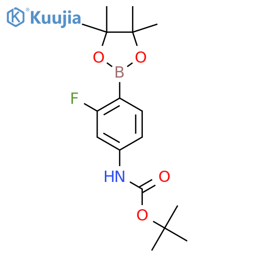 tert-butyl N-[3-fluoro-4-(4,4,5,5-tetramethyl-1,3,2-dioxaborolan-2-yl)phenyl]carbamate structure