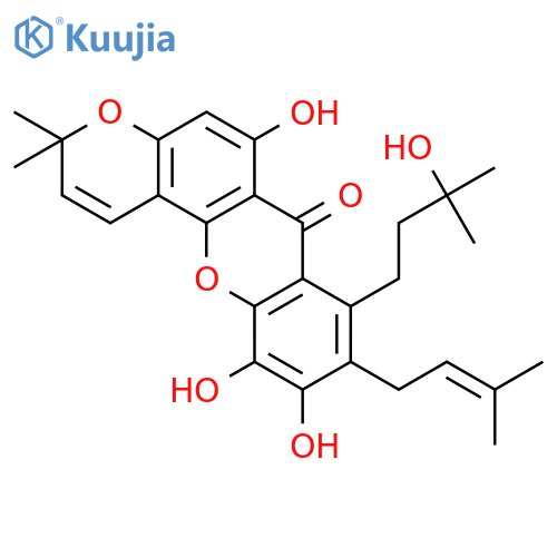 6,10,11-trihydroxy-8-(3-hydroxy-3-methylbutyl)-3,3-dimethyl-9-(3-methylbut-2-en-1-yl)-3H,7H-pyrano[2,3-c]xanthen-7-one structure