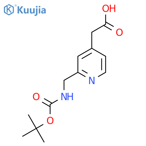 2-2-({(tert-butoxy)carbonylamino}methyl)pyridin-4-ylacetic acid structure