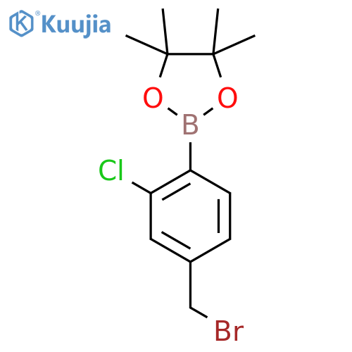 2-[4-(bromomethyl)-2-chlorophenyl]-4,4,5,5-tetramethyl-1,3,2-dioxaborolane structure