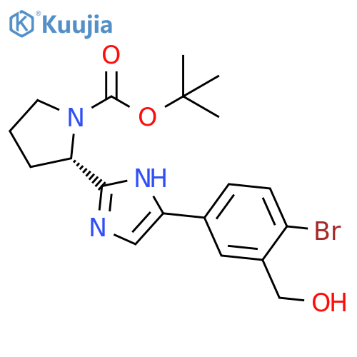 (S)-2-(5-(4-bromo-3-hydroxymethylphenyl)-1H-imidazol-2-yl)pyrrolidine-1-carboxylic acid tert-butyl ester structure
