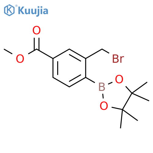 2-Bromomethyl-4-methoxycarbonylphenylboronic acid, pinacol ester structure