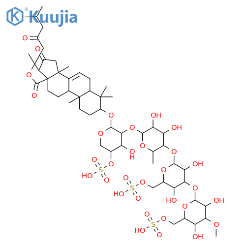 16,18,23-trioxo-18,20-epoxylanost-7-en-3-yl 3-O-methyl-6-O-sulfohexopyranosyl-(1->3)-6-O-sulfohexopyranosyl-(1->4)-6-deoxyhexopyranosyl-(1->2)-4-O-sulfopentopyranoside structure