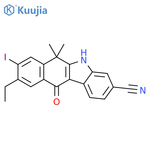 9-ethyl-8-iodo-6,6-dimethyl-11-oxo-5H-benzo[b]carbazole-3-carbonitrile structure