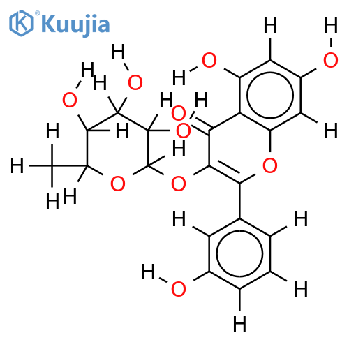 3,5,7,3'-tetrahydroxyflavone-3-O-alpha-L-rhamnopyranoside structure