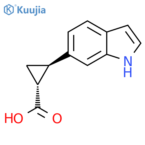 rac-(1R,2R)-2-(1H-indol-6-yl)cyclopropane-1-carboxylic acid structure