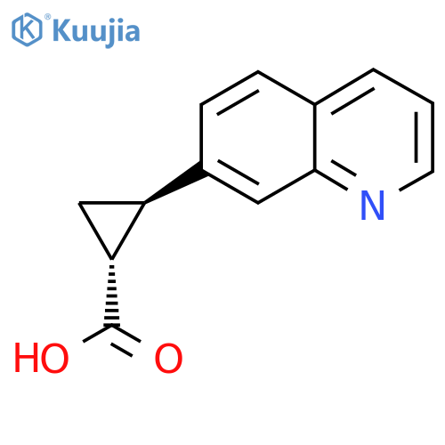 rac-(1R,2R)-2-(quinolin-7-yl)cyclopropane-1-carboxylic acid structure