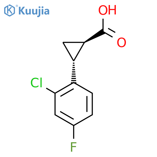 rac-(1R,2R)-2-(2-chloro-4-fluorophenyl)cyclopropane-1-carboxylic acid structure