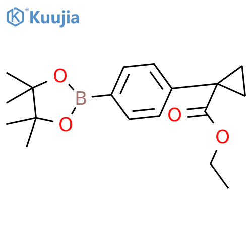 ethyl 1-[4-(tetramethyl-1,3,2-dioxaborolan-2-yl)phenyl]cyclopropane-1-carboxylate structure