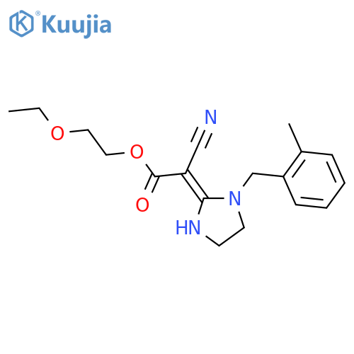 Acetic acid, 2-cyano-2-[1-[(2-methylphenyl)methyl]-2-imidazolidinylidene]-, 2-ethoxyethyl ester structure