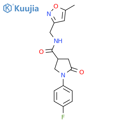 1-(4-fluorophenyl)-N-(5-methyl-1,2-oxazol-3-yl)methyl-5-oxopyrrolidine-3-carboxamide structure
