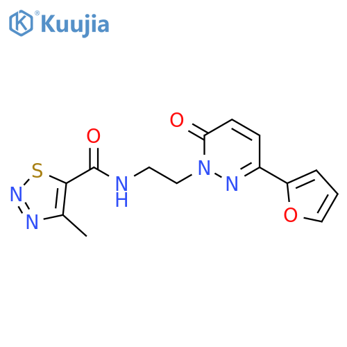 N-{2-3-(furan-2-yl)-6-oxo-1,6-dihydropyridazin-1-ylethyl}-4-methyl-1,2,3-thiadiazole-5-carboxamide structure
