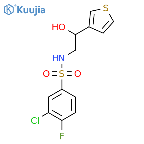 3-chloro-4-fluoro-N-2-hydroxy-2-(thiophen-3-yl)ethylbenzene-1-sulfonamide structure