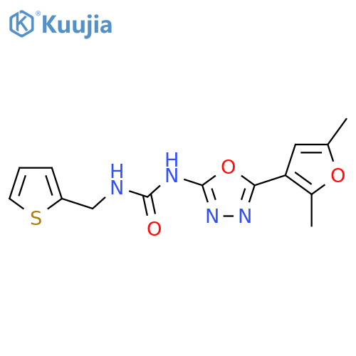 3-5-(2,5-dimethylfuran-3-yl)-1,3,4-oxadiazol-2-yl-1-(thiophen-2-yl)methylurea structure