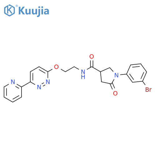 1-(3-bromophenyl)-5-oxo-N-(2-{6-(pyridin-2-yl)pyridazin-3-yloxy}ethyl)pyrrolidine-3-carboxamide structure