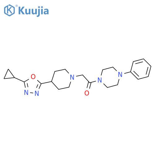 2-[4-(5-cyclopropyl-1,3,4-oxadiazol-2-yl)piperidin-1-yl]-1-(4-phenylpiperazin-1-yl)ethan-1-one structure