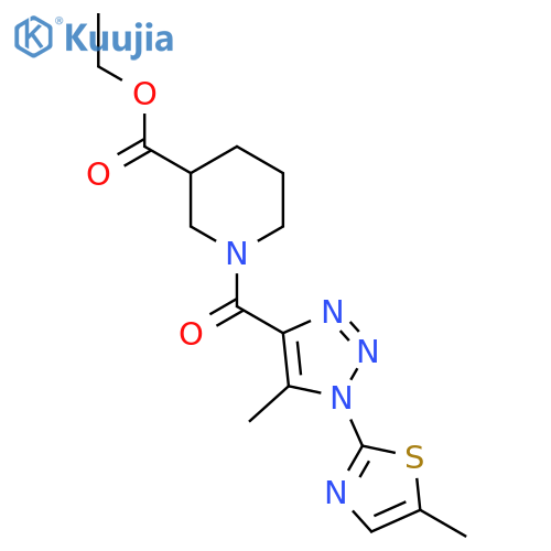 ethyl 1-5-methyl-1-(5-methyl-1,3-thiazol-2-yl)-1H-1,2,3-triazole-4-carbonylpiperidine-3-carboxylate structure