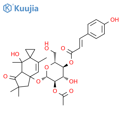 Spiro[cyclopropane-1,5'-[5H]inden]-3'(2'H)-one,7'a-[[2-O-acetyl-4-O-[(2E)-3-(4-hydroxyphenyl)-1-oxo-2-propenyl]-b-D-glucopyranosyl]oxy]-1',3'a,4',7'a-tetrahydro-4'-hydroxy-2',2',4',6'-tetramethyl-,(3'aR,4'R,7'aR)- (9CI) structure