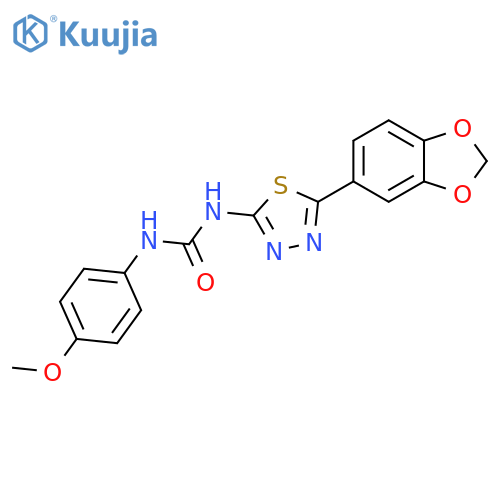 1-[5-(1,3-benzodioxol-5-yl)-1,3,4-thiadiazol-2-yl]-3-(4-methoxyphenyl)urea structure