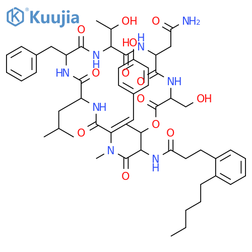 L-Serine,N-[1-oxo-3-(2-pentylphenyl)propyl]-L-threonyl-(aE)-a,b-didehydro-N-methyltyrosyl-L-leucyl-D-phenylalanyl-L-allothreonyl-L-asparaginyl-,(7&reg;1)-lactone structure