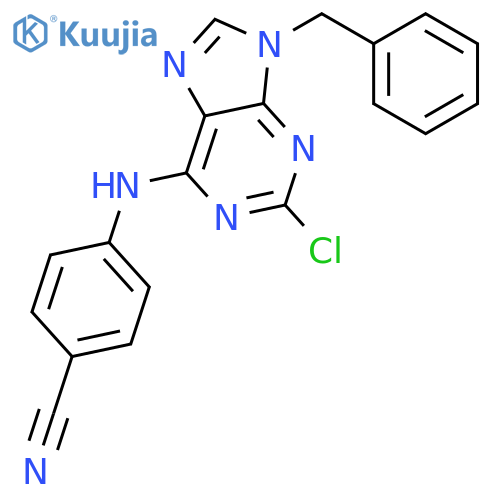 Benzonitrile,4-[[2-chloro-9-(phenylmethyl)-9H-purin-6-yl]amino]- structure