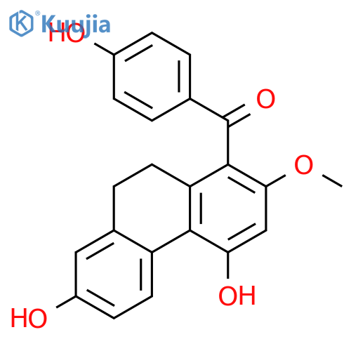1-(p-hydroxybenzoyl)-2-methoxy-4,7-dihydroxy-9,10-dihydrophenanthrene structure