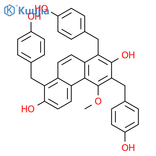 1,3,8-tri(p-hydroxybenzyl)-4-methoxyphenanthrene-2,7-diol structure