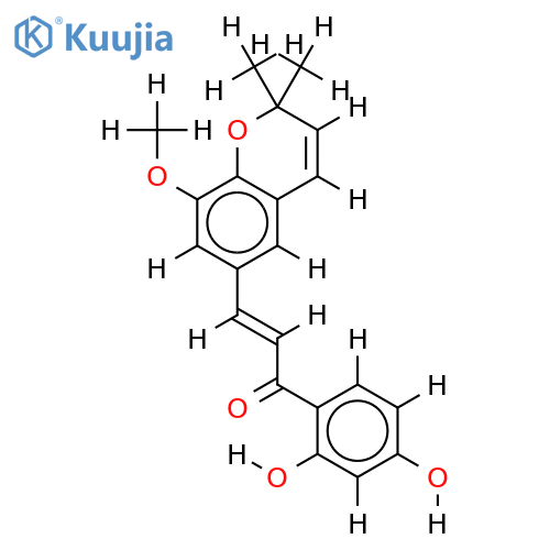 2'.4'-dihydroxy-3-methoxy-2",2"-dimethylpyrano(5",6":5,4)chalcone structure
