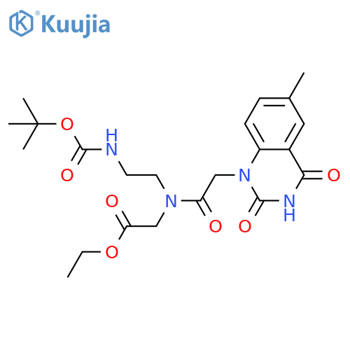 Glycine, N-[2-(3,4-dihydro-6-methyl-2,4-dioxo-1(2H)-quinazolinyl)acetyl]-N-[2-[[(1,1-dimethylethoxy)carbonyl]amino]ethyl]-, ethyl ester structure