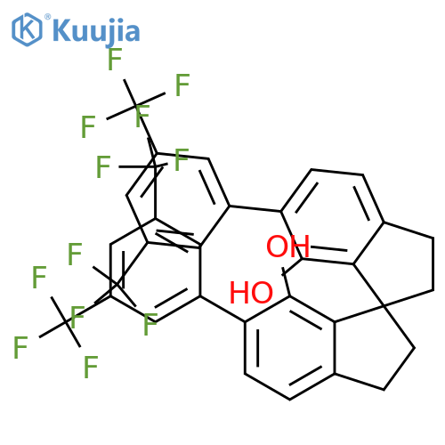 (S)-6，6'-Bis[3，5-bis(trifluoromethyl)phenyl]-2，2'，3，3'-tetrahydro-1，1'-spirobi[1H-indene]-7，7'-diol structure