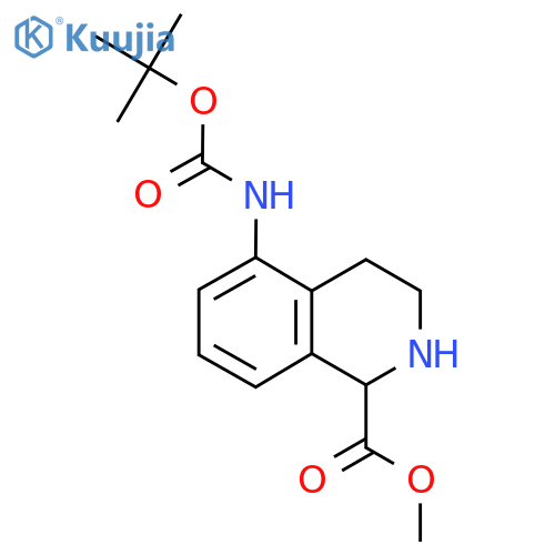 methyl 5-{(tert-butoxy)carbonylamino}-1,2,3,4-tetrahydroisoquinoline-1-carboxylate structure