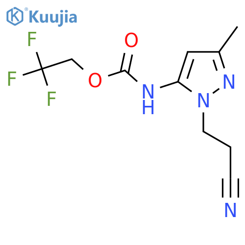 2,2,2-trifluoroethyl N-1-(2-cyanoethyl)-3-methyl-1H-pyrazol-5-ylcarbamate structure