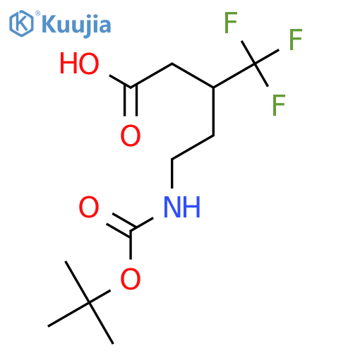 5-{(tert-butoxy)carbonylamino}-3-(trifluoromethyl)pentanoic acid structure