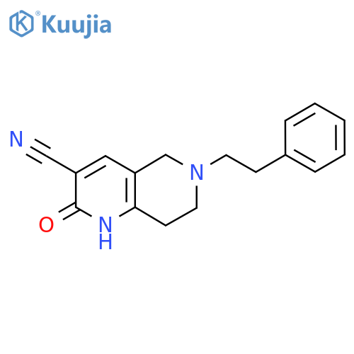2-Oxo-6-(2-phenylethyl)-1,2,5,6,7,8-hexahydro-1,6-naphthyridine-3-carbonitrile structure