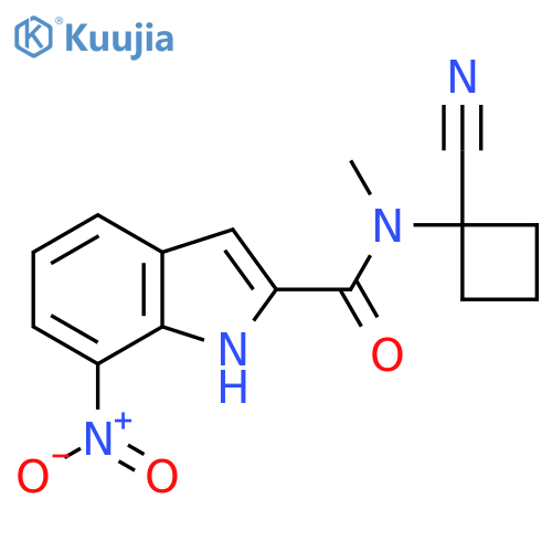 N-(1-cyanocyclobutyl)-N-methyl-7-nitro-1H-indole-2-carboxamide structure