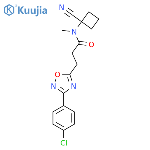 3-[3-(4-chlorophenyl)-1,2,4-oxadiazol-5-yl]-N-(1-cyanocyclobutyl)-N-methylpropanamide structure