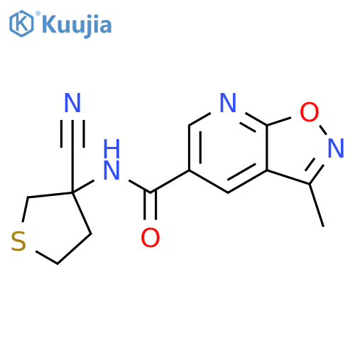 N-(3-cyanothiolan-3-yl)-3-methyl-1,2oxazolo5,4-bpyridine-5-carboxamide structure