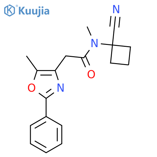 N-(1-cyanocyclobutyl)-N-methyl-2-(5-methyl-2-phenyl-1,3-oxazol-4-yl)acetamide structure