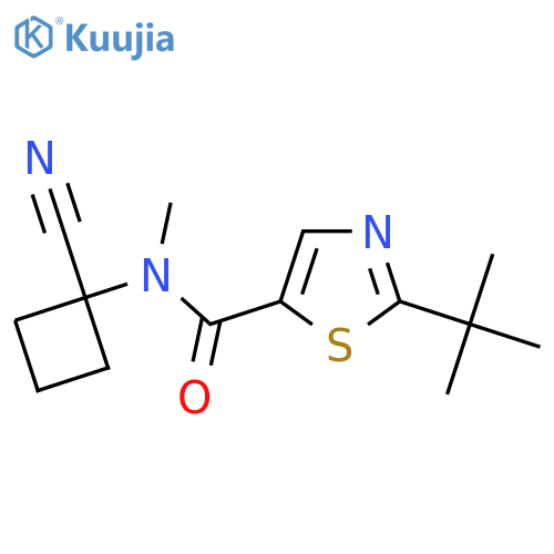 2-tert-butyl-N-(1-cyanocyclobutyl)-N-methyl-1,3-thiazole-5-carboxamide structure