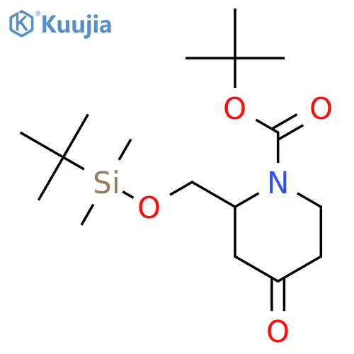 tert-Butyl 2-((tert-butyldimethylsilyloxy)methyl)-4-oxopiperidine-1-carboxylate structure