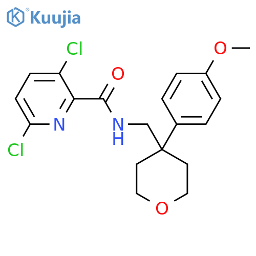 3,6-dichloro-N-{[4-(4-methoxyphenyl)oxan-4-yl]methyl}pyridine-2-carboxamide structure