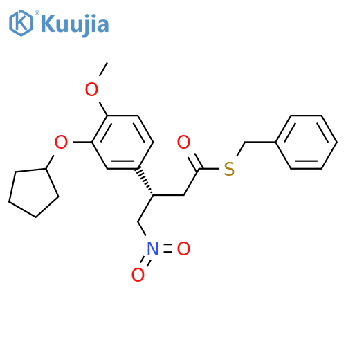 (S)-S-benzyl 3-(3-(cyclopentyloxy)-4-methoxyphenyl)-4-nitrobutanethioate structure