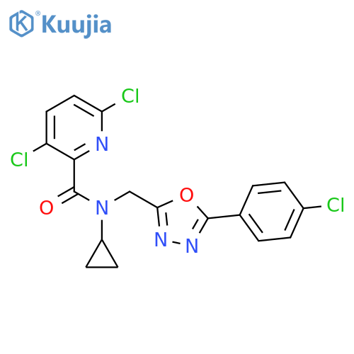 3,6-dichloro-N-{[5-(4-chlorophenyl)-1,3,4-oxadiazol-2-yl]methyl}-N-cyclopropylpyridine-2-carboxamide structure