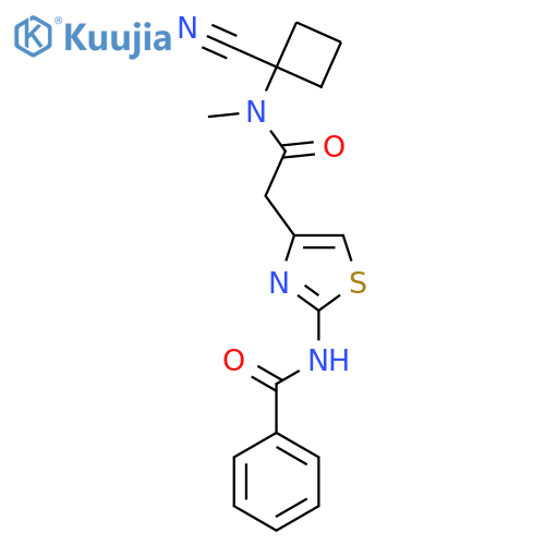 N-(4-{[(1-cyanocyclobutyl)(methyl)carbamoyl]methyl}-1,3-thiazol-2-yl)benzamide structure