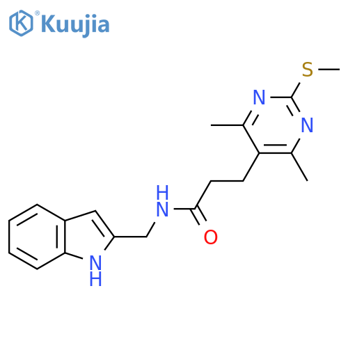 3-[4,6-dimethyl-2-(methylsulfanyl)pyrimidin-5-yl]-N-[(1H-indol-2-yl)methyl]propanamide structure