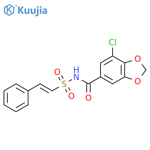 7-chloro-N-(2-phenylethenesulfonyl)-1,3-dioxaindane-5-carboxamide structure