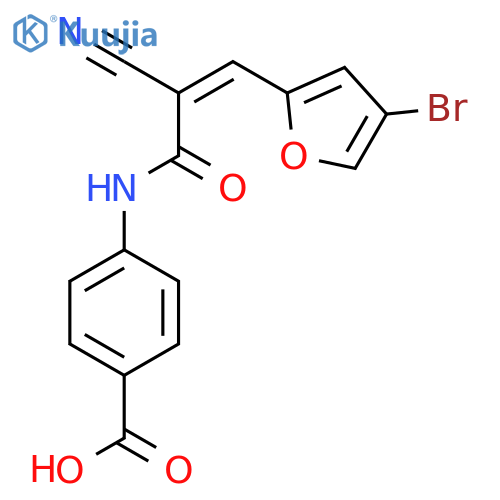 4-[3-(4-Bromofuran-2-yl)-2-cyanoprop-2-enamido]benzoic acid structure