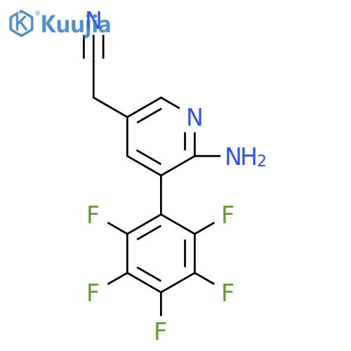 2-Amino-3-(perfluorophenyl)pyridine-5-acetonitrile structure